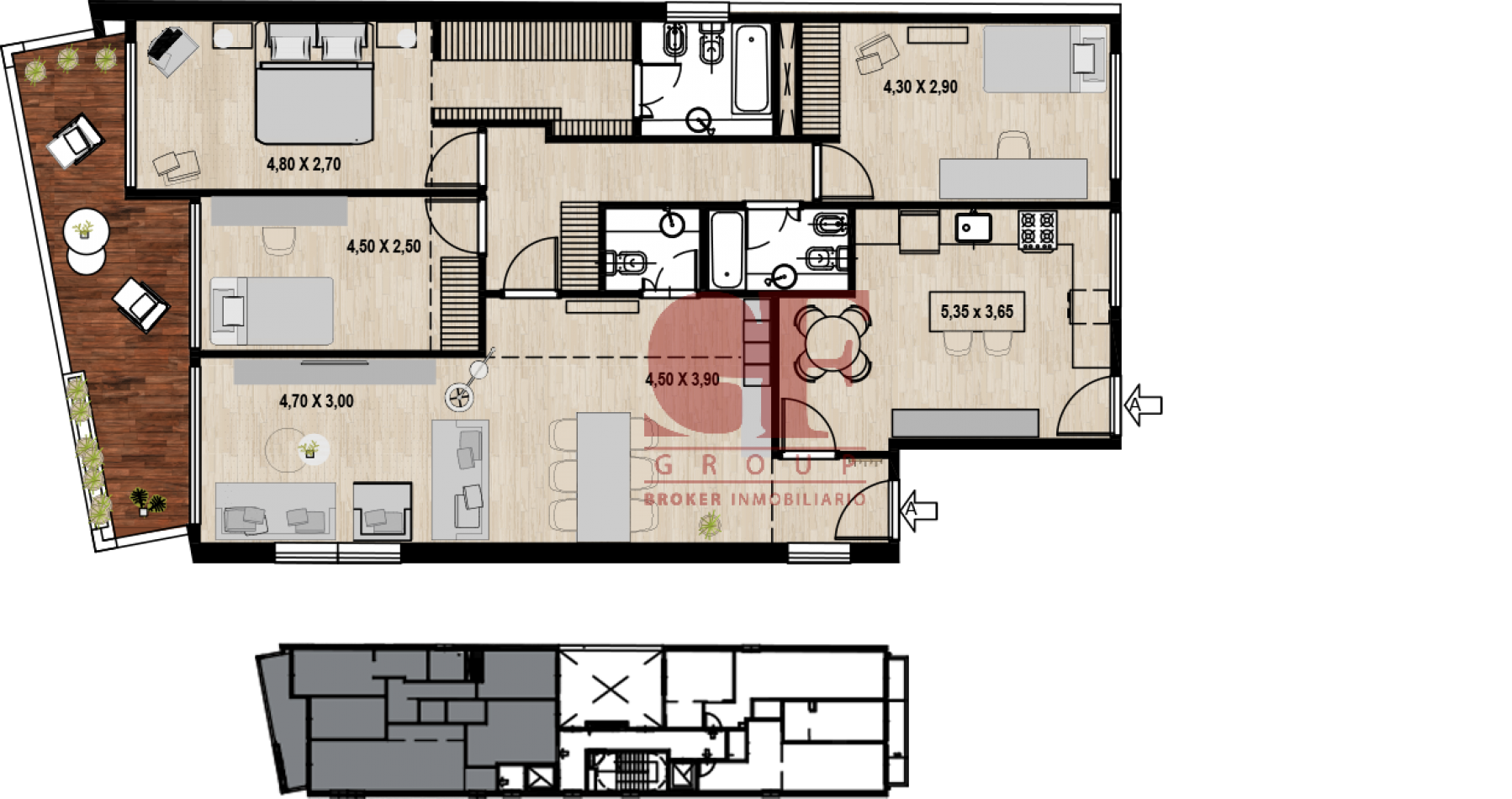 Proyecto en desarrollo , unidades de 2 y 4 ambientes