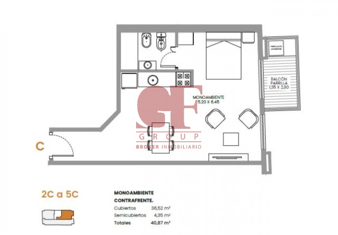 Comodo y funcional proyecto de unidades de 1, 2 y 3 ambientes
