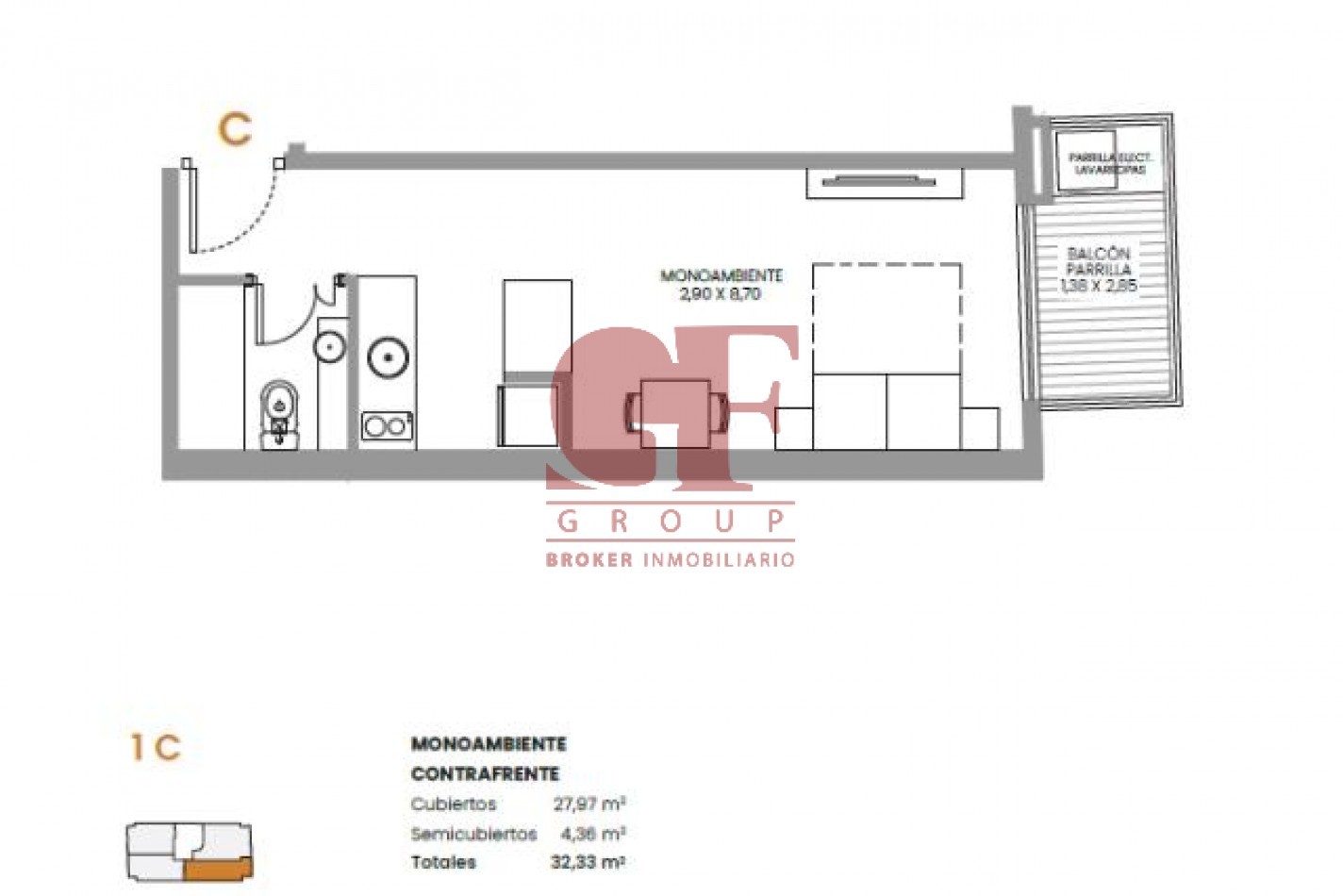 Comodo y funcional proyecto de unidades de 1, 2 y 3 ambientes